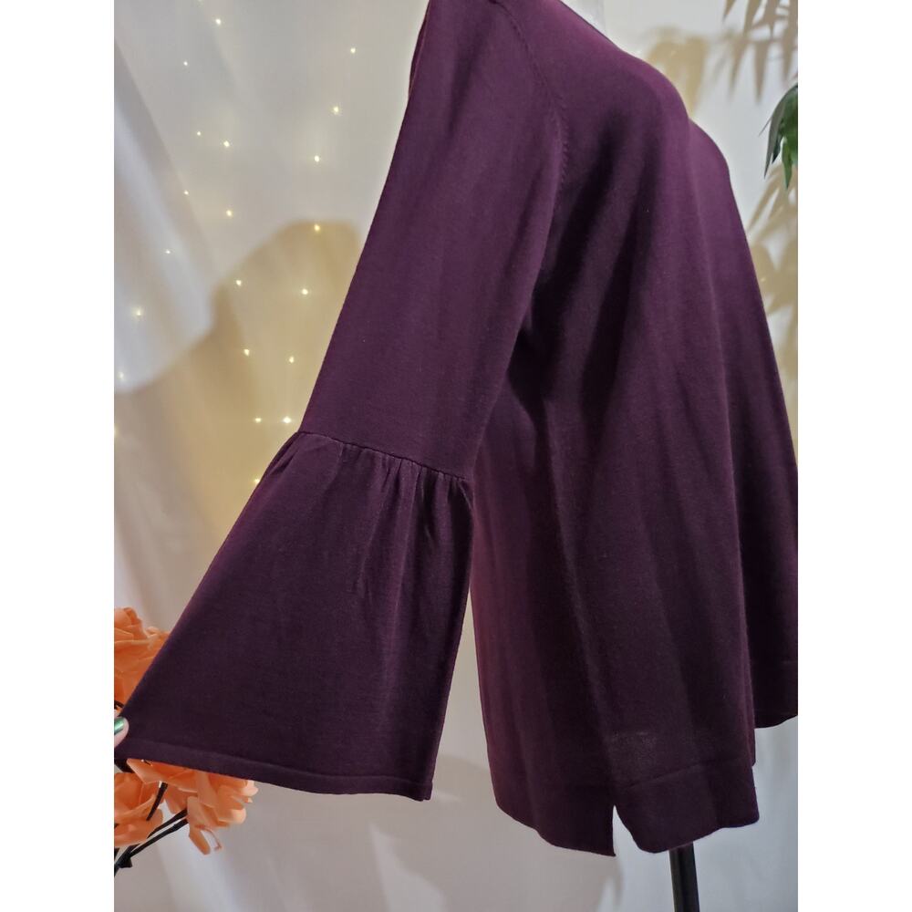Calvin Klein Long Bell Sleeve Knit Top Womens Size XL Merlot Purple Relaxed Soft - Picture 5 of 10